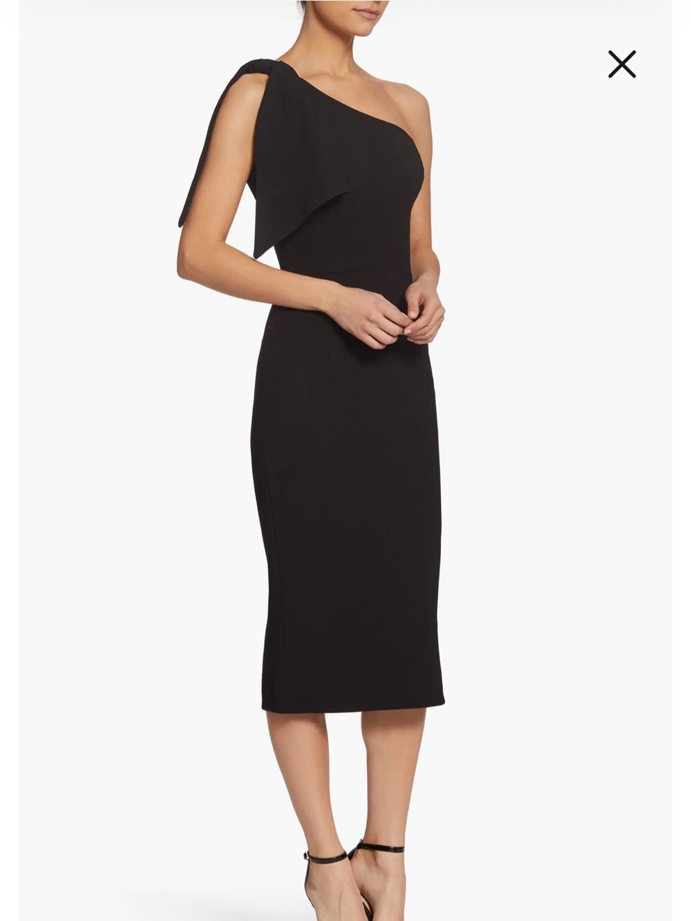 Dress the Population One-Shoulder Black Midi Dress - Picture 6 of 7